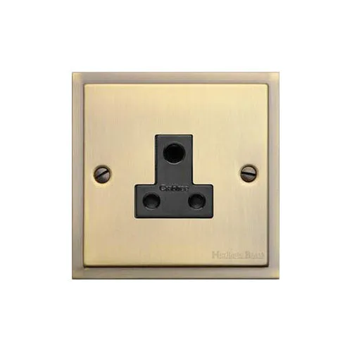 Elite Stepped Plate Range-Antique Brass-5 Amp 3 Round Pin Socket