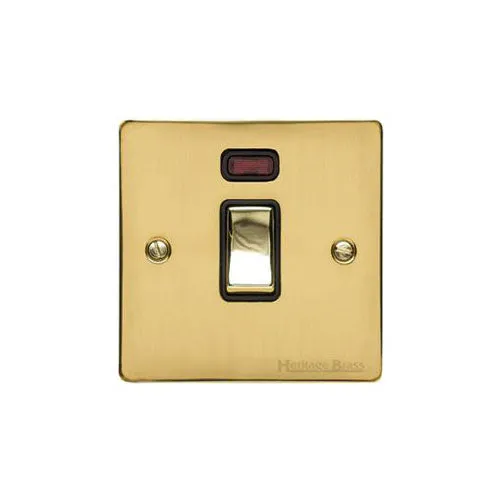 Elite Flat Plate Range-Polished Brass-20A DP SWITCH with Neon