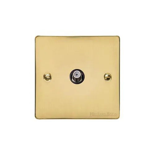 Elite Flat Plate Range-Polished Brass-1 Gang Satellite Socket