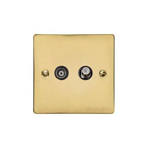 Elite Flat Plate Range-Polished Brass-TV/Satellite Socket