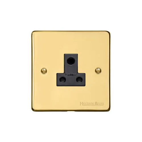 Elite Flat Plate Range-Polished Brass-5 Amp 3 Round Pin Socket