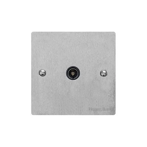 Elite Flat Plate Range-Satin Chrome-1 Gang Isolated TV Coaxial Socket
