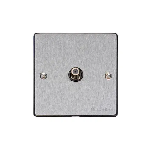 Elite Flat Plate Range-Satin Chrome-1 Gang Satellite Socket