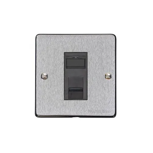Elite Flat Plate Range-Satin Chrome-1 Gang RJ45