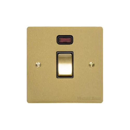 Elite Flat Plate Range-Satin Brass-20A DP SWITCH with Neon