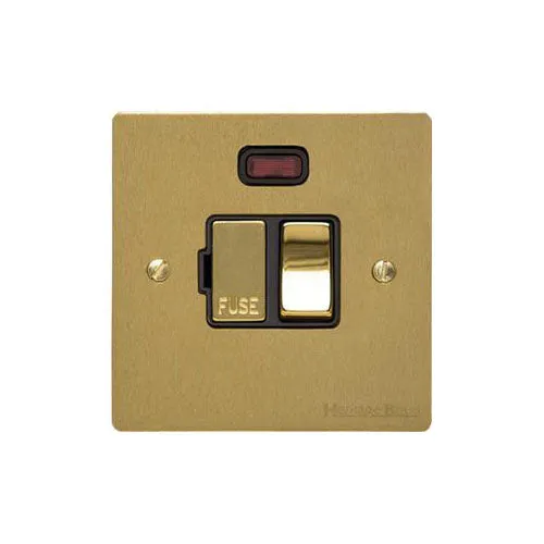 Elite Flat Plate Range-Satin Brass-Switched Spur with Neon (13 Amp)