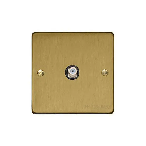 Elite Flat Plate Range-Satin Brass-1 Gang Satellite Socket