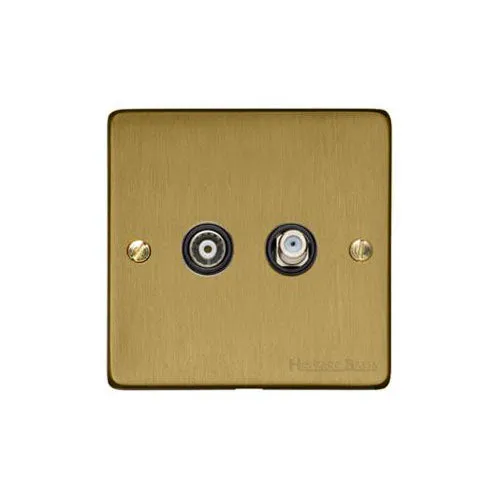 Elite Flat Plate Range-Satin Brass-TV/Satellite Socket
