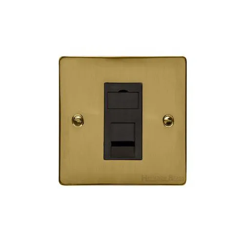 Elite Flat Plate Range-Satin Brass-1 Gang RJ45