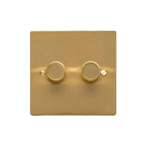 Elite Flat Plate Range-Satin Brass-2 Gang Dimmer (400 watts)