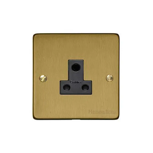Elite Flat Plate Range-Satin Brass-5 Amp 3 Round Pin Socket