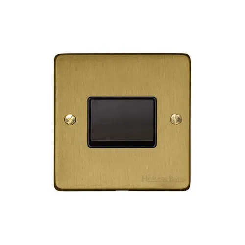 Elite Flat Plate Range-Satin Brass-6A Triple Pole Fan Isolator Switch