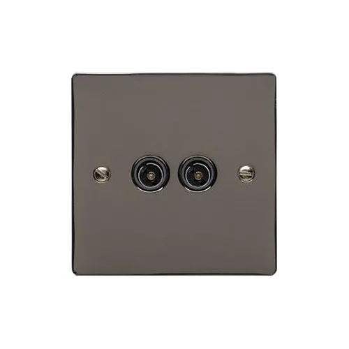 Elite Flat Plate Range-Black Nickel-2 Gang TV Coaxial Socket