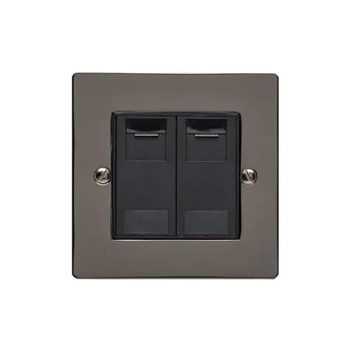 Elite Flat Plate Range-Black Nickel-2 Gang Secondary Line Socket