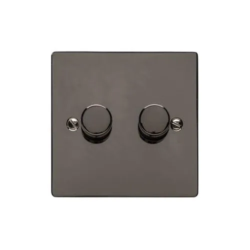 Elite Flat Plate Range-Black Nickel-2 Gang LED Dimmer (Compatible with LED Lamps)