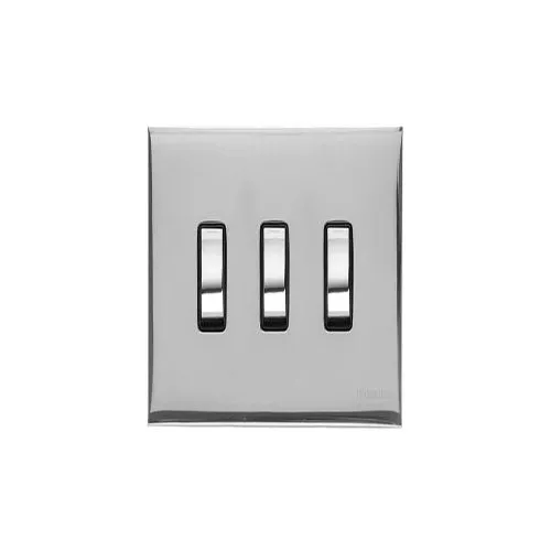 Winchester Range-Polished Chrome-3 Gang Rocker Switch (10 Amp) Double Plate