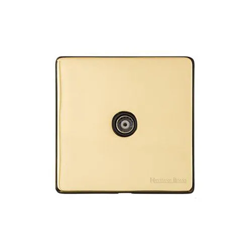 Vintage Range-Polished Brass-1 Gang Non-Isolated TV Coaxial Socket