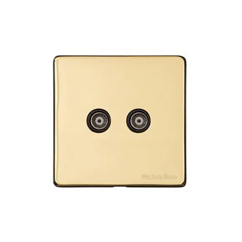 Vintage Range-Polished Brass-TV/FM Diplexed Socket