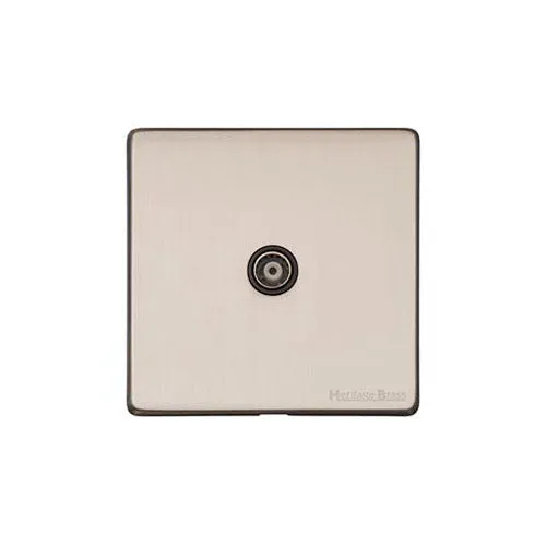 Vintage Range-Satin Nickel-1 Gang Non-Isolated TV Coaxial Socket