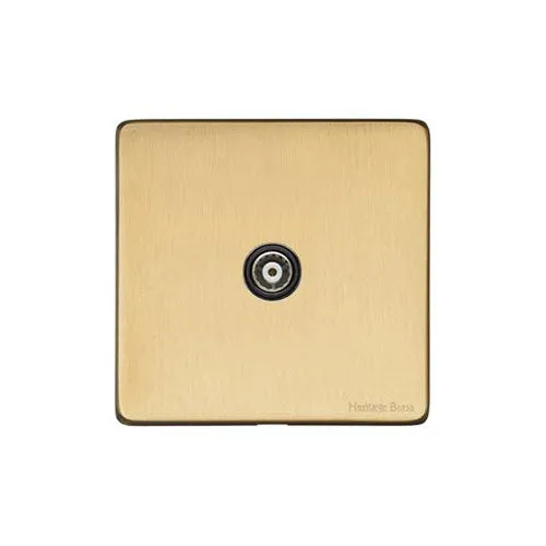 Vintage Range-Satin Brass-1 Gang Isolated TV Coaxial Socket