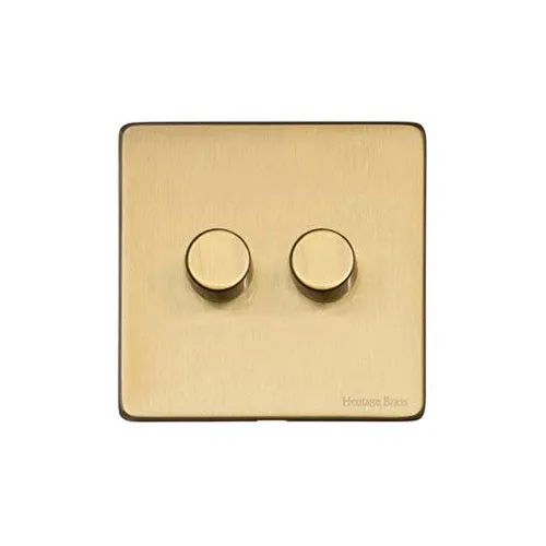 Vintage Range-Satin Brass-2 Gang Dimmer (250 watts)