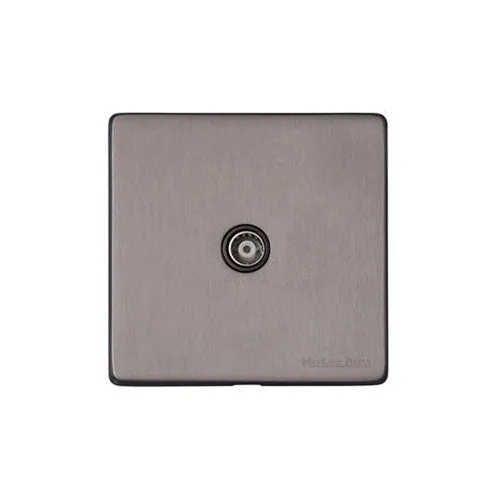 Vintage Range-Satin Black Nickel-1 Gang Non-Isolated TV Coaxial Socket