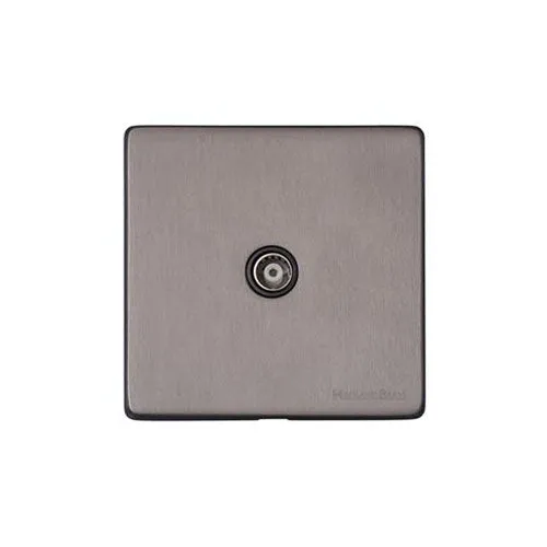 Vintage Range-Satin Black Nickel-1 Gang Isolated TV Coaxial Socket