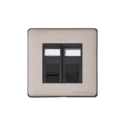 Vintage Range-Aged Pewter-2 Gang Secondary Line Socket