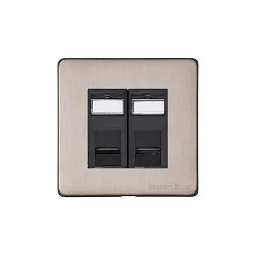 Vintage Range-Aged Pewter-2 Gang Master Line Socket