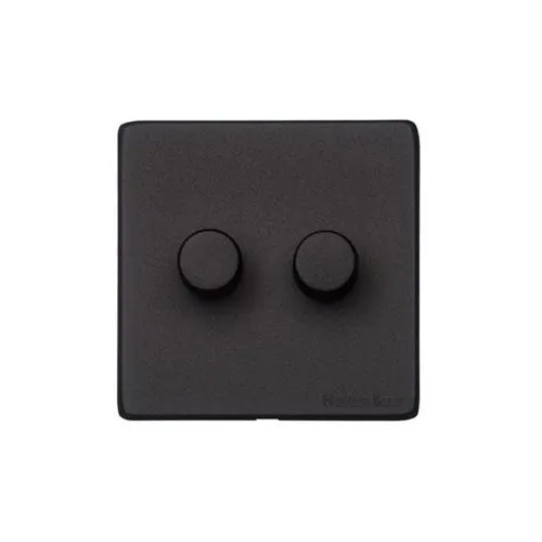 Vintage Range-Matt Black-2 Gang Dimmer (400 watts)