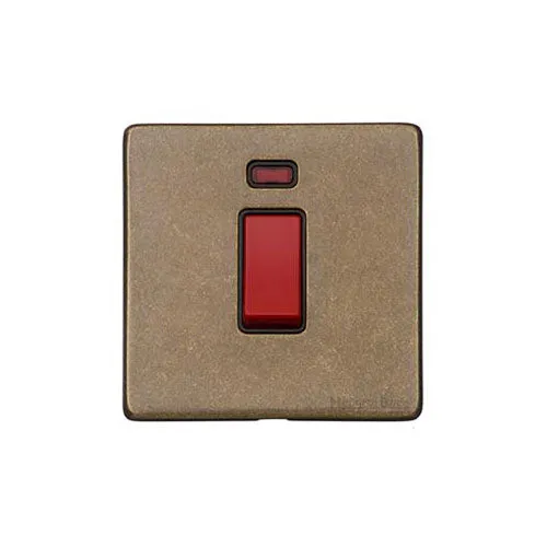 Vintage Range-Rustic Brass-45A DP Cooker Switch with Neon (single plate)