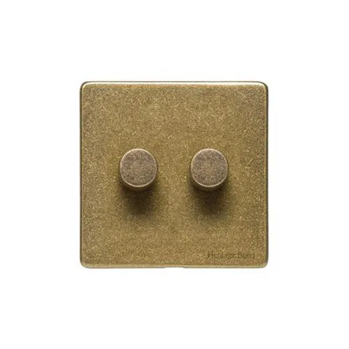 Vintage Range-Rustic Brass-2 Gang Dimmer (250 watts)