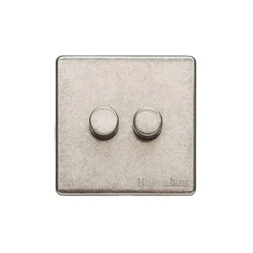 Vintage Range-Rustic Nickel-2 Gang Dimmer (250 watts)