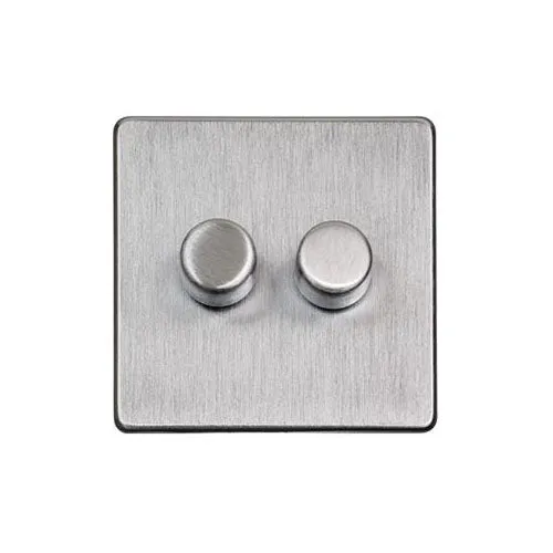Studio Range-Satin Chrome-2 Gang Dimmer (250 watts)