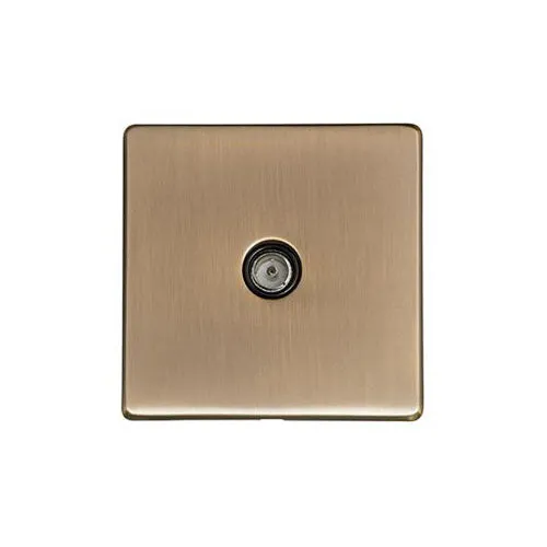 Studio Range-Antique Brass-1 Gang Non-Isolated TV Coaxial Socket