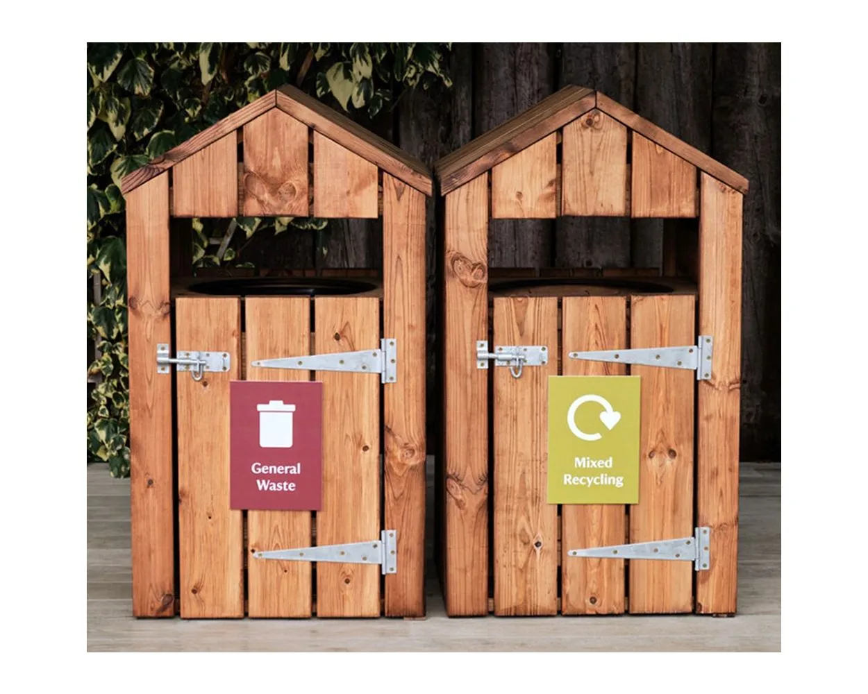 WOBURN Double Outdoor Recycling Bin Station