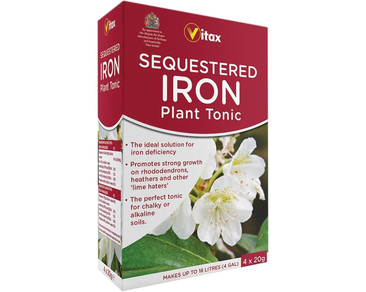Vitax Sequestered Iron Plant Tonic, 4 x 20g sachets
