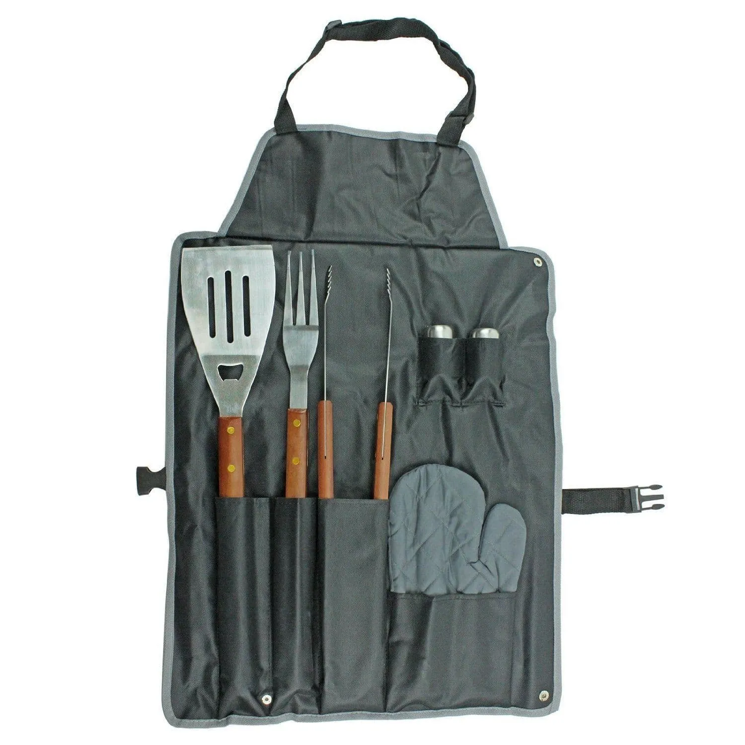 Bbq Tool Set In Cooking Apron Barbecue - Tongs Fork Spatula Wooden Handle Tools