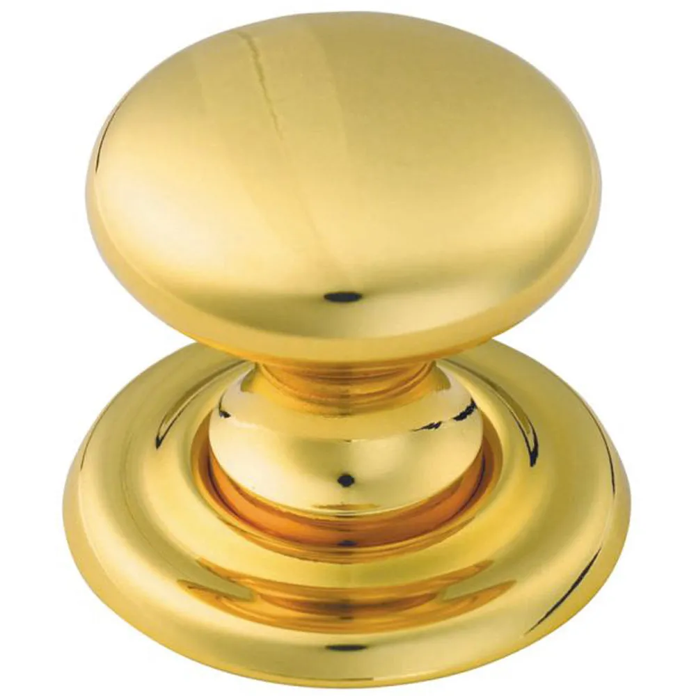 Tiered Mushroom Cupboard Door Knob 32mm Diameter Polished Brass Cabinet Handle
