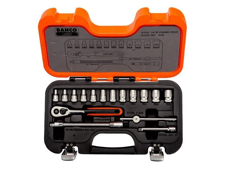 Bahco S160 1/4in Drive Socket Set, 16-Piece