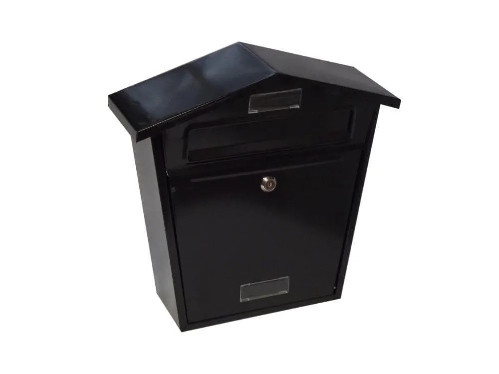 Black Lockable Outside Letterbox Letter Post Mail Box Postbox With Fixing Kit