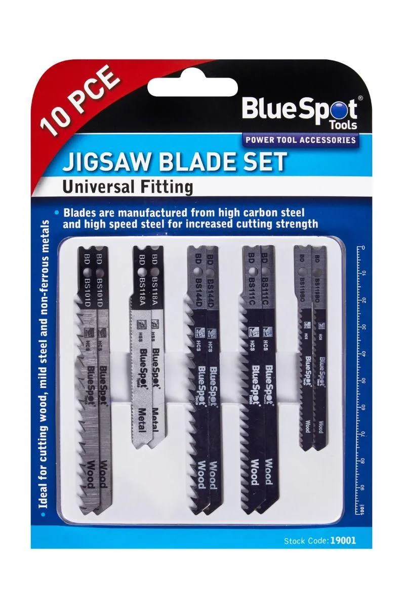 BLUE SPOT TOOLS 10 PCE JIGSAW BLADE SET (UNIVERSAL)
