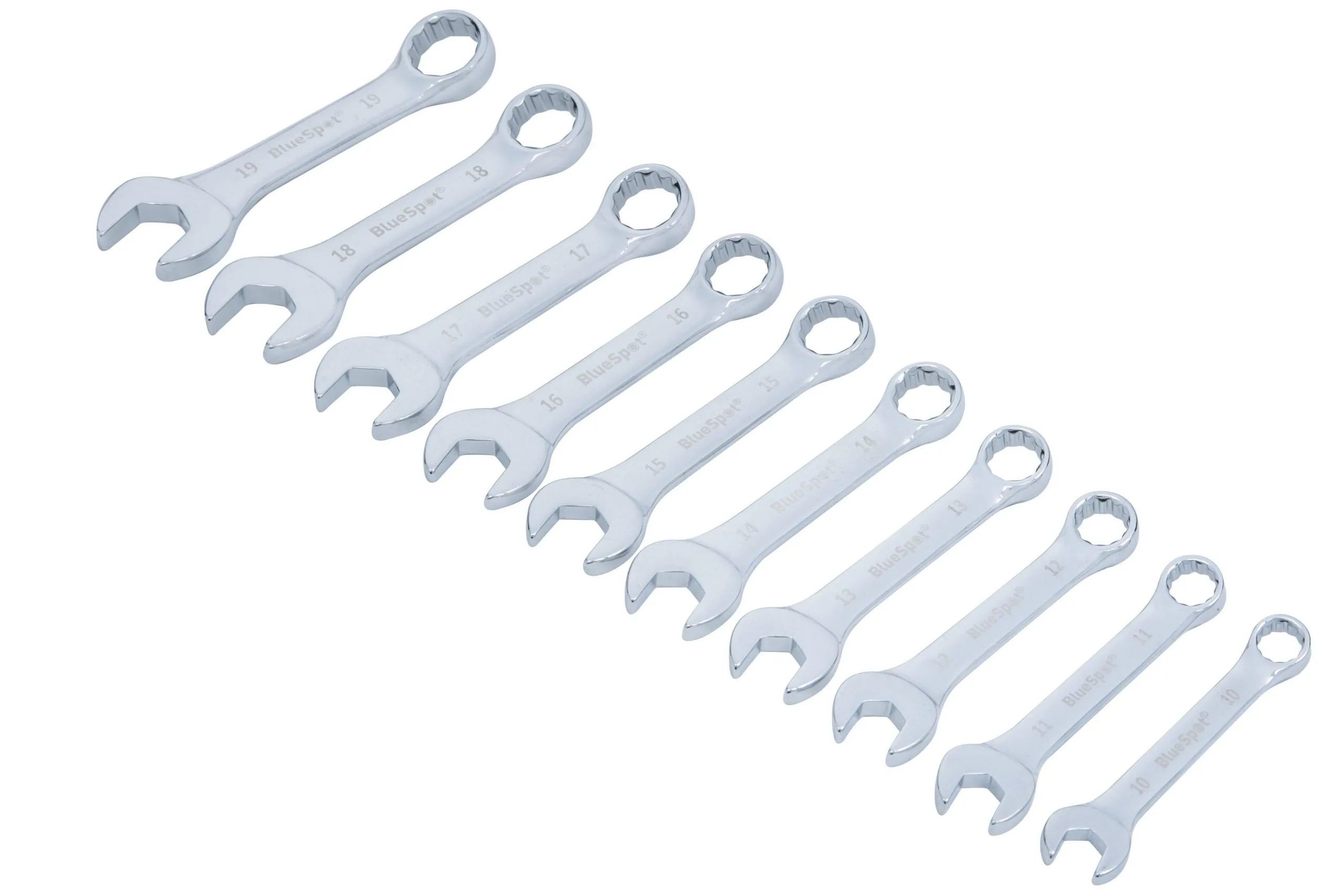 BLUE SPOT TOOLS 10 PCE METRIC STUBBY SPANNER SET (10-19MM)
