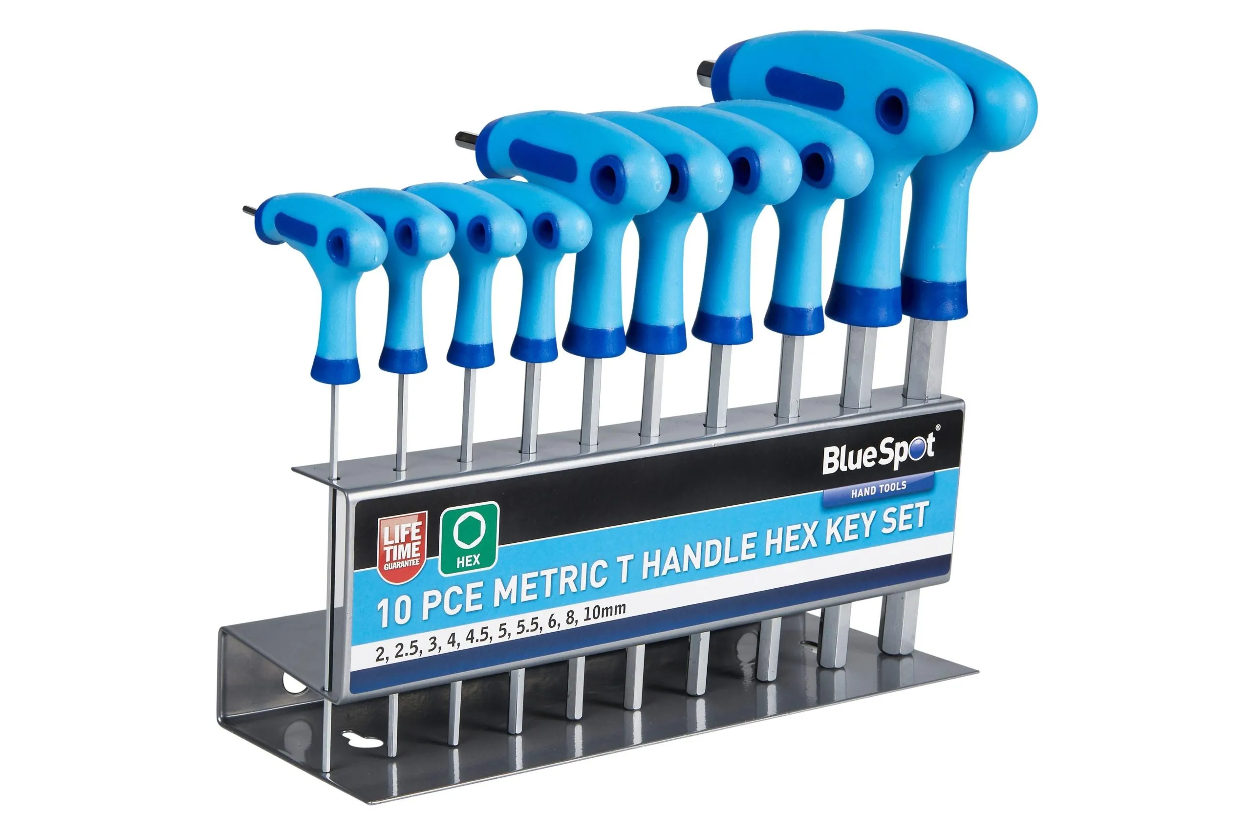 BLUE SPOT TOOLS 10 PCE METRIC T HANDLE HEX KEY SET (2-10MM)