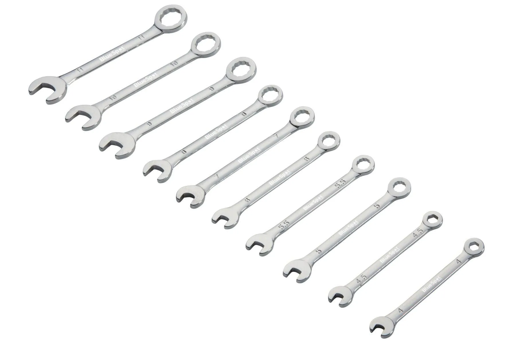 BLUE SPOT TOOLS 10 PCE MICRO COMBINATION SPANNER SET (4-11MM)