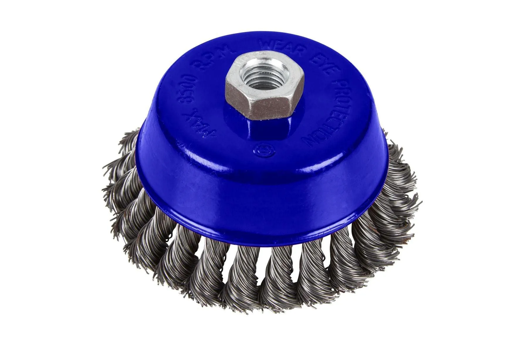 BLUE SPOT TOOLS 100MM (4") M14 X 2 TWIST KNOT WIRE CUP BRUSH