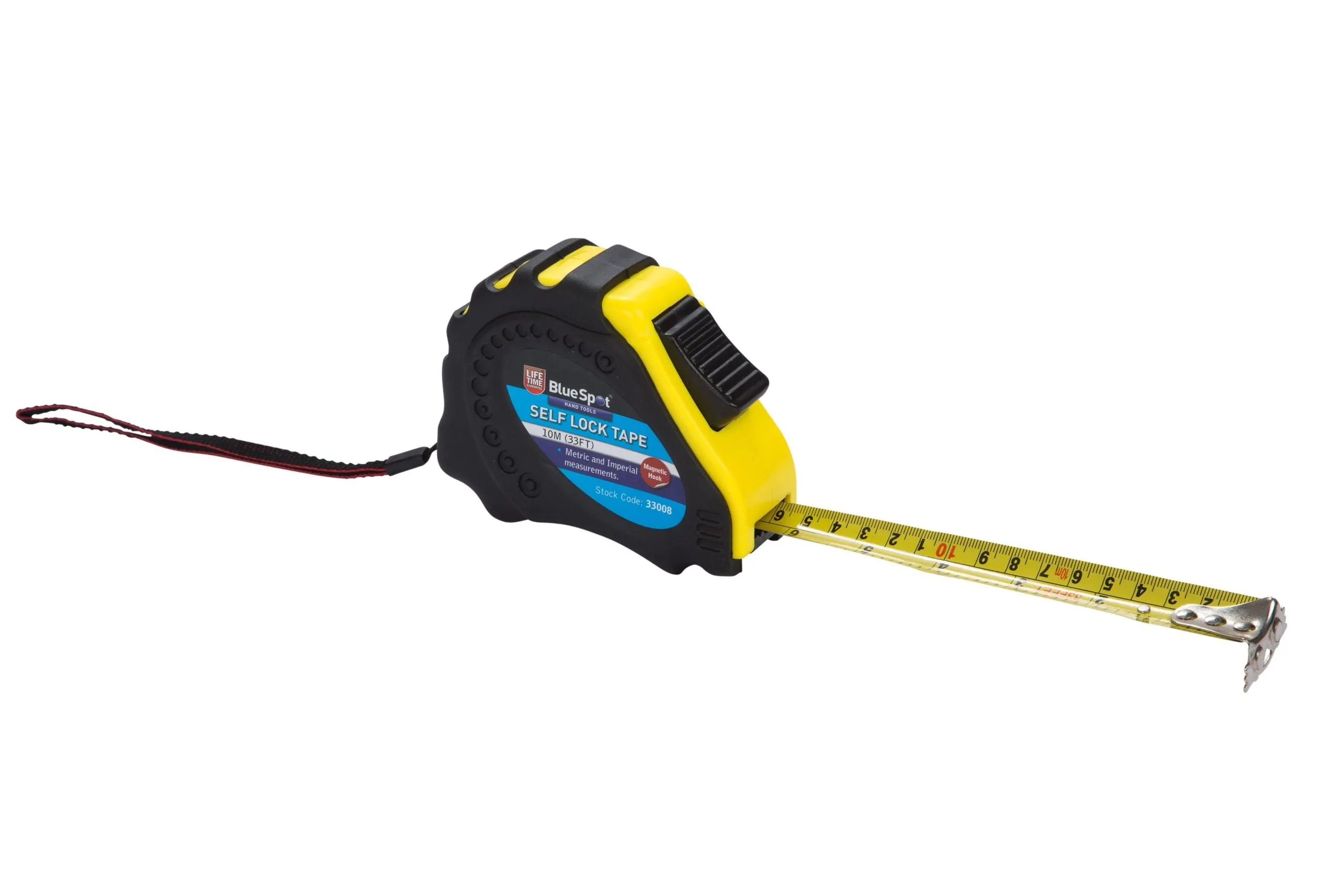 BLUE SPOT TOOLS 10M (33FT) SOFT GRIP SELF-LOCK TAPE MEASURE