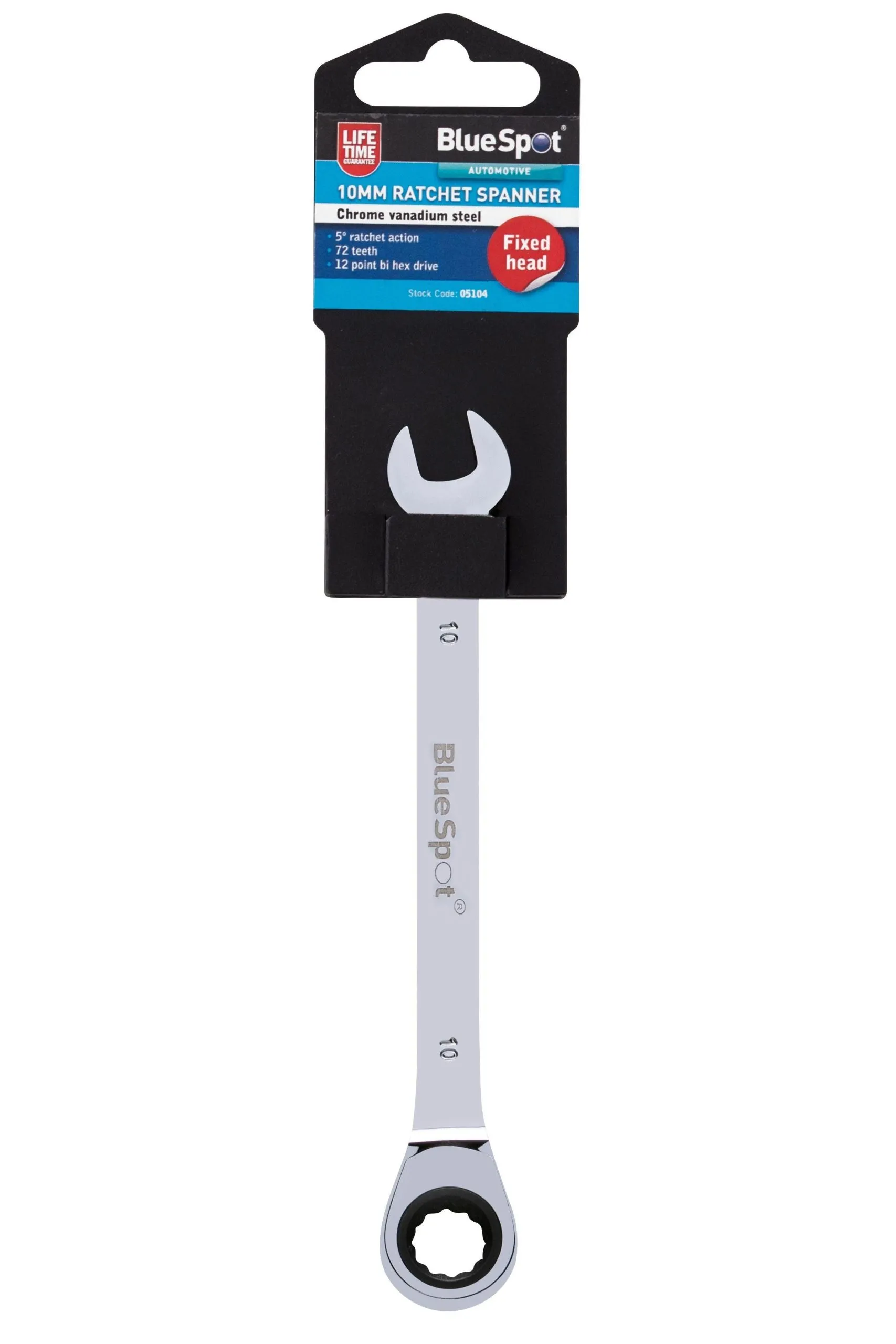 BLUE SPOT TOOLS 10MM CHROME VANADIUM RATCHET SPANNER FIXED HEAD