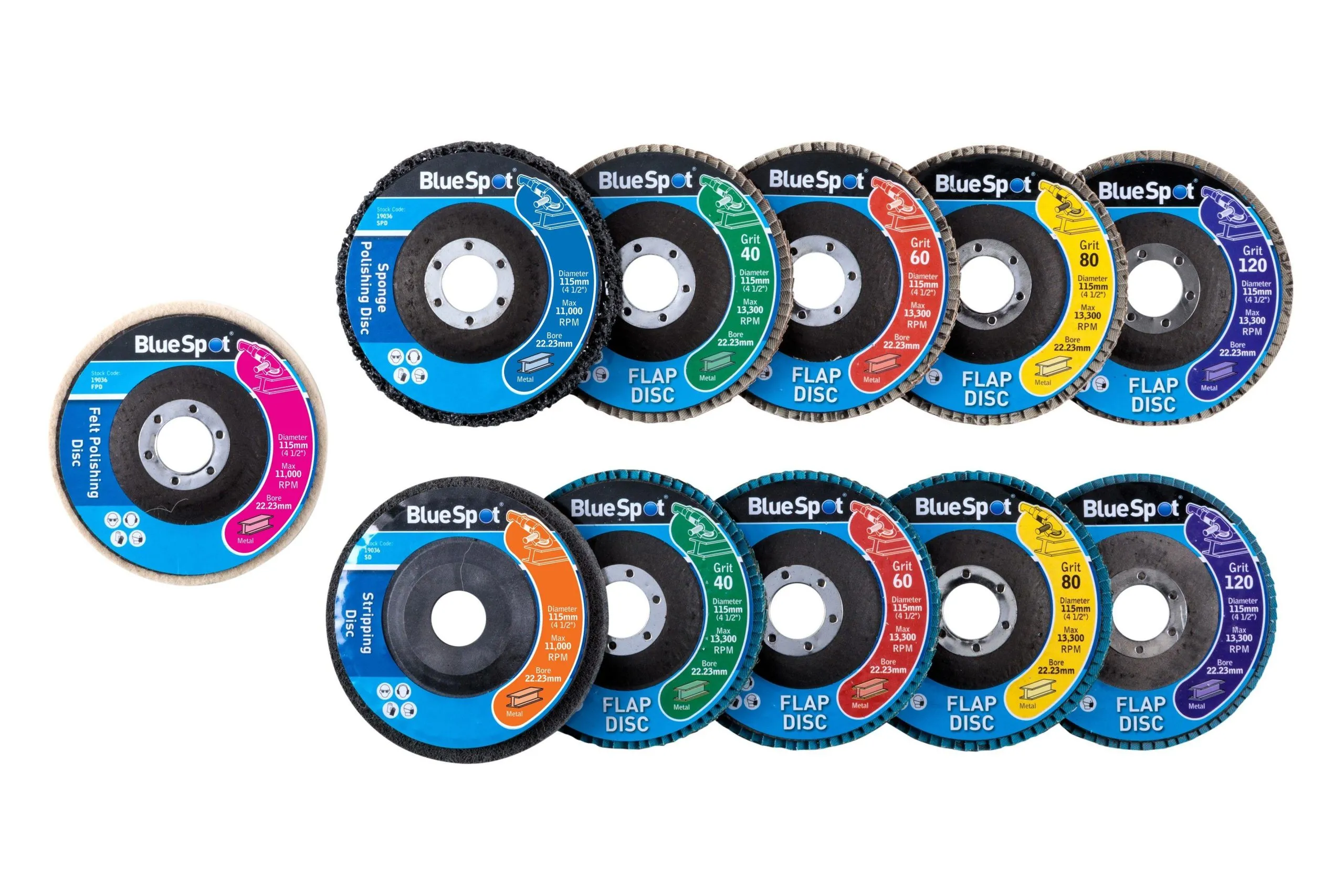 BLUE SPOT TOOLS 11 PCE POLISHING AND FLAP DISC SET