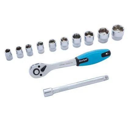 BLUE SPOT TOOLS 12 PCE 3/8" METRIC RATCHET & SOCKET SET (10-24MM)
